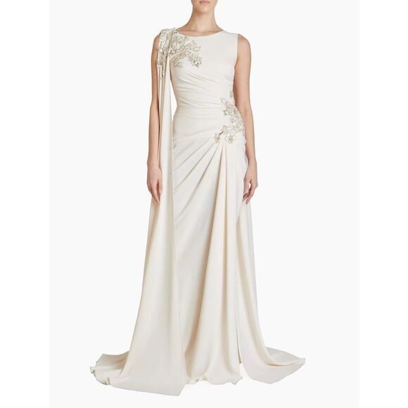 Zuhair Murad Embroidered Cady Cape Gown SIZE 8 $4950 - Picture 3 of 16